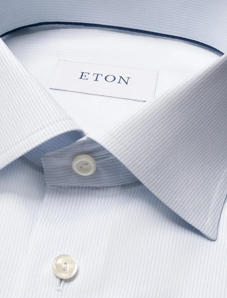 Eton overhemd lichtblauw - wit Fine Striped Twill Shirt