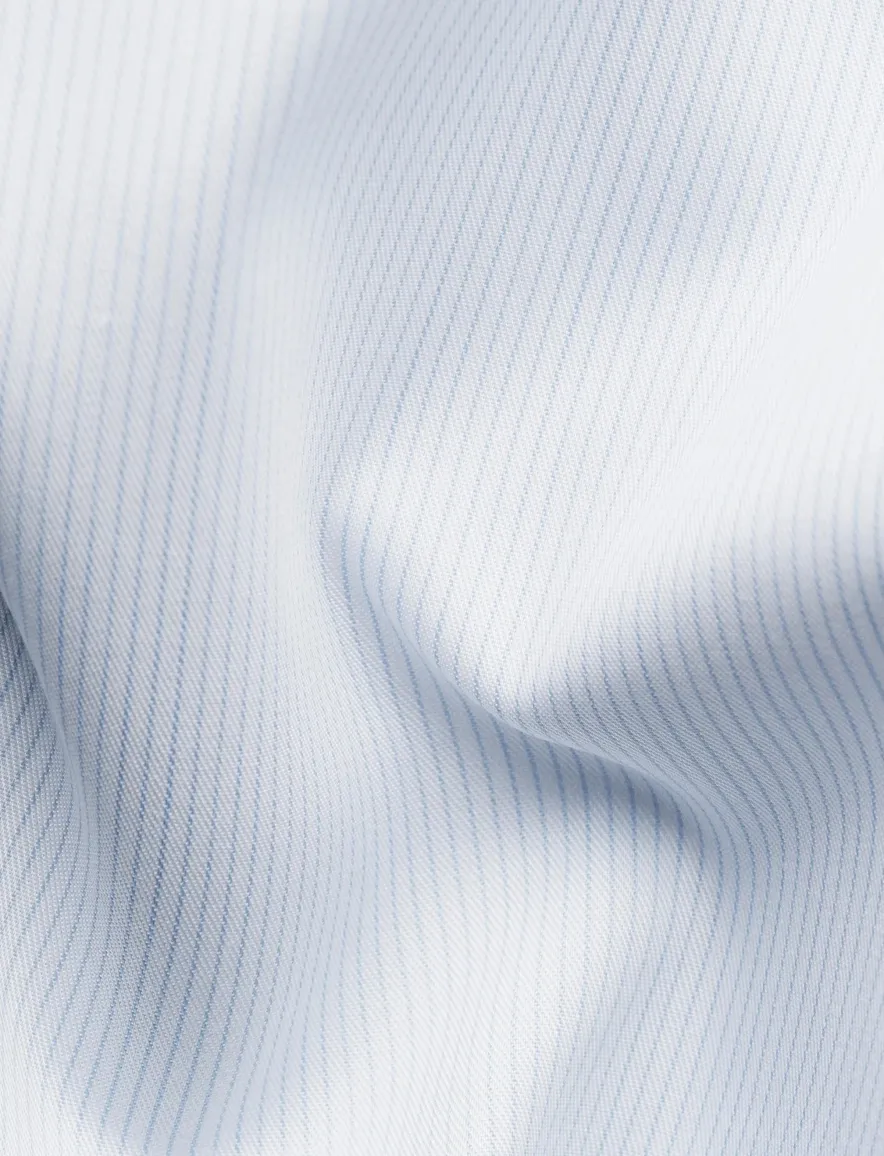 Eton overhemd lichtblauw - wit Fine Striped Twill Shirt