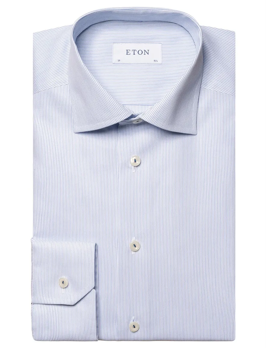 Eton overhemd blauw Striped Signature Twill slim fit