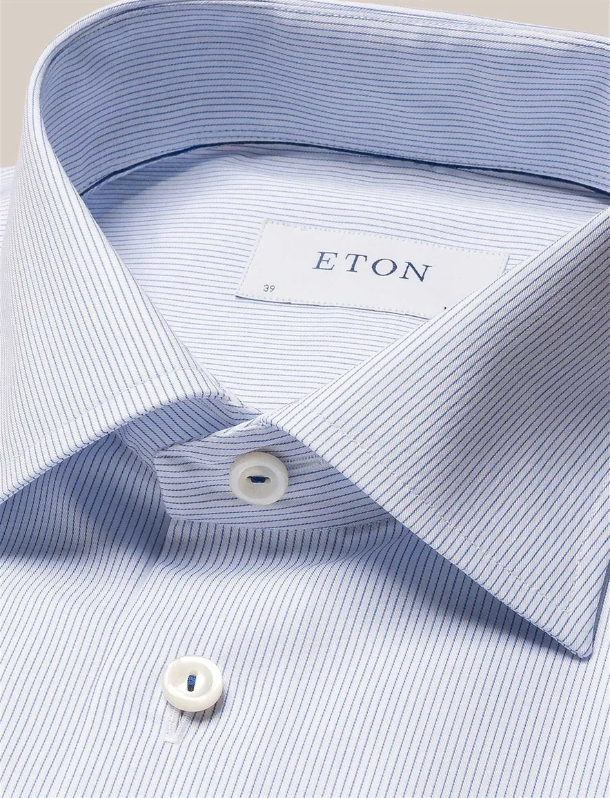 Eton overhemd blauw Striped Signature Twill slim fit