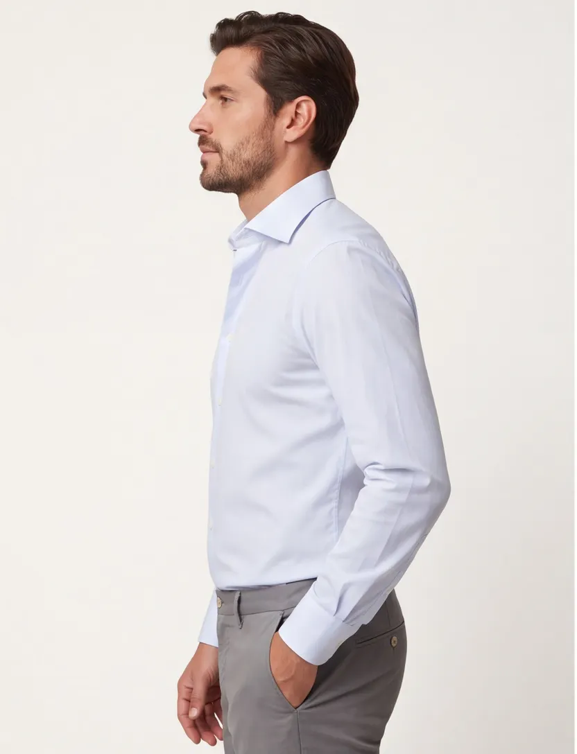 Lichtblauw Eton overhemd contemporary fit katoen