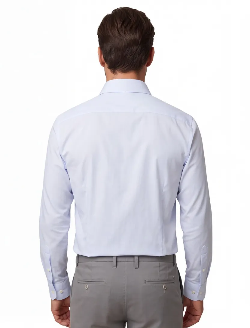 Lichtblauw Eton overhemd contemporary fit katoen