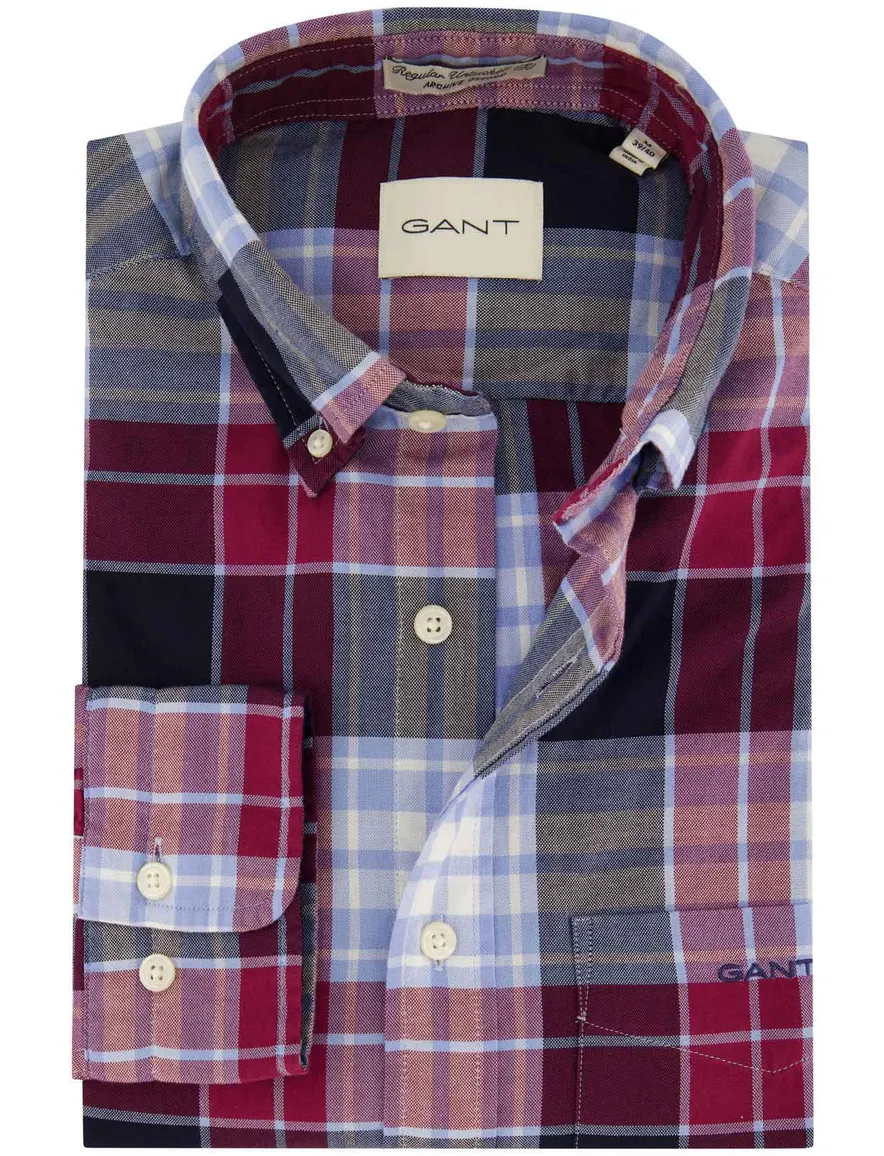 Gant normale fit casual overhemd rood geruit