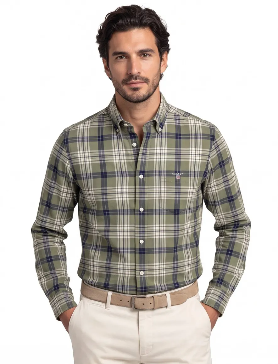 Gant Regular Fit casual overhemd groen