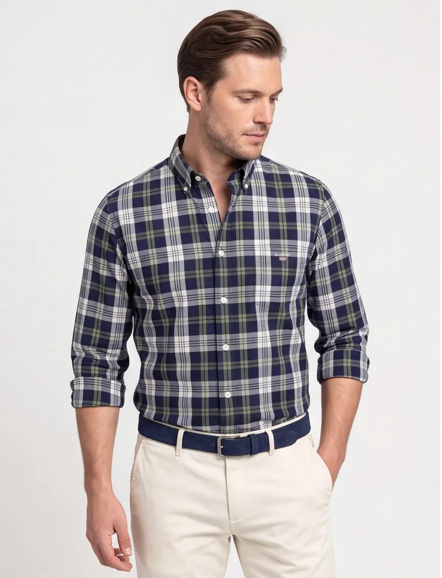 casual overhemd donkerblauw Gant Regular Fit