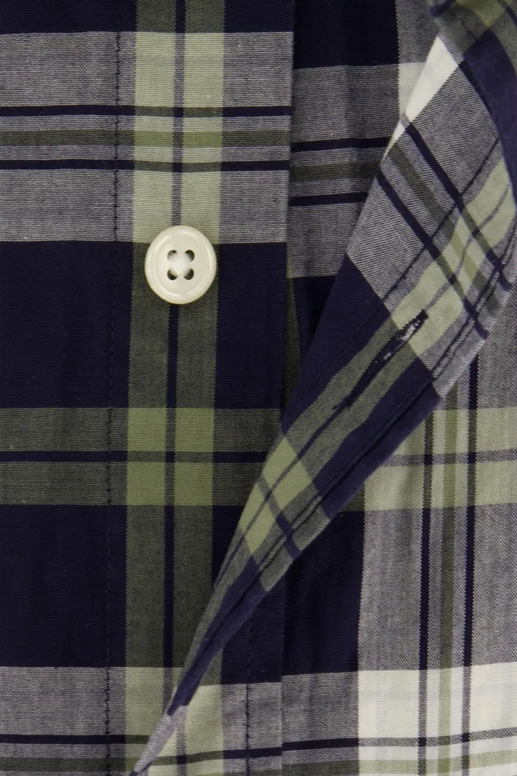 Gant overhemd donkerblauw geruit poplin