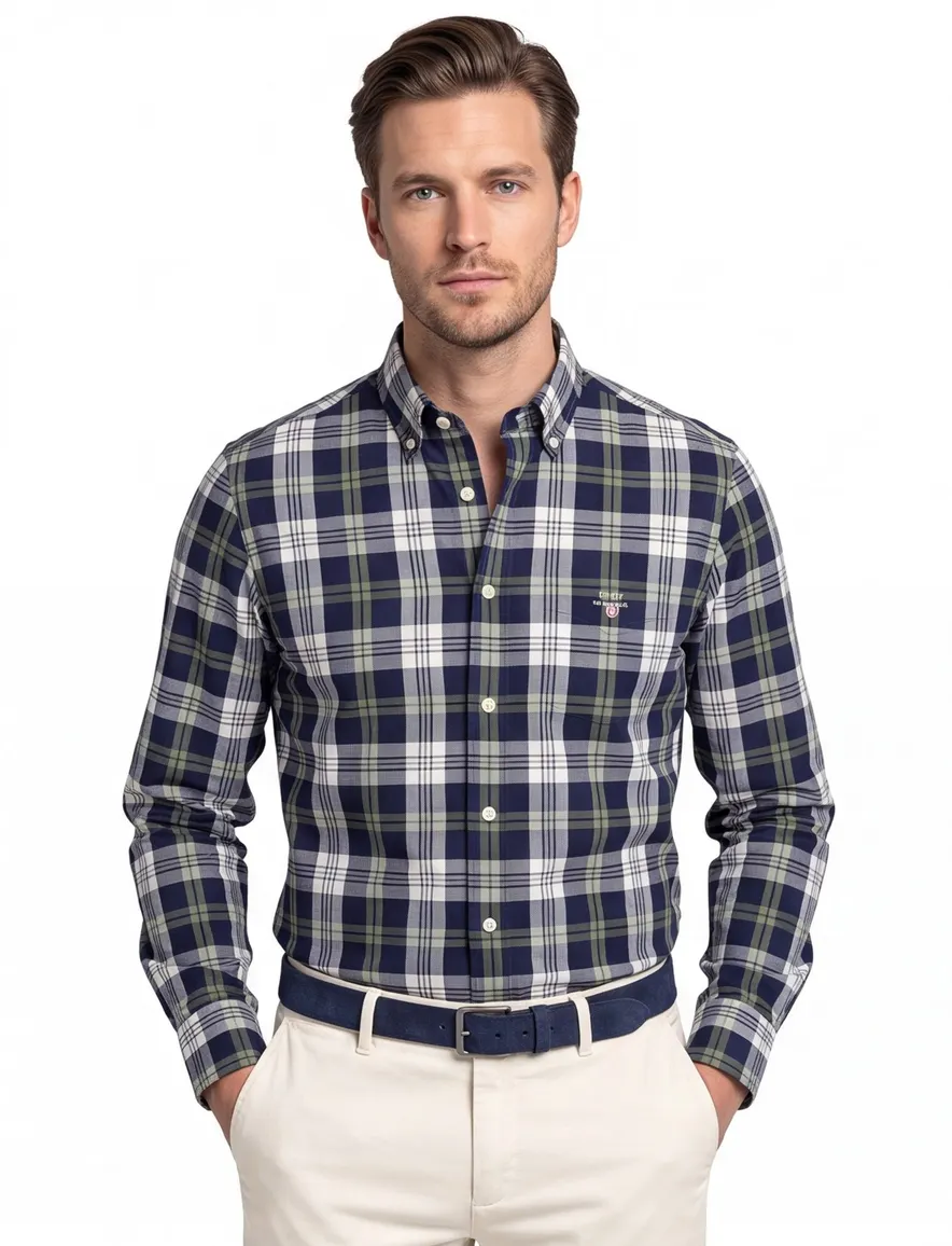 casual overhemd donkerblauw Gant Regular Fit