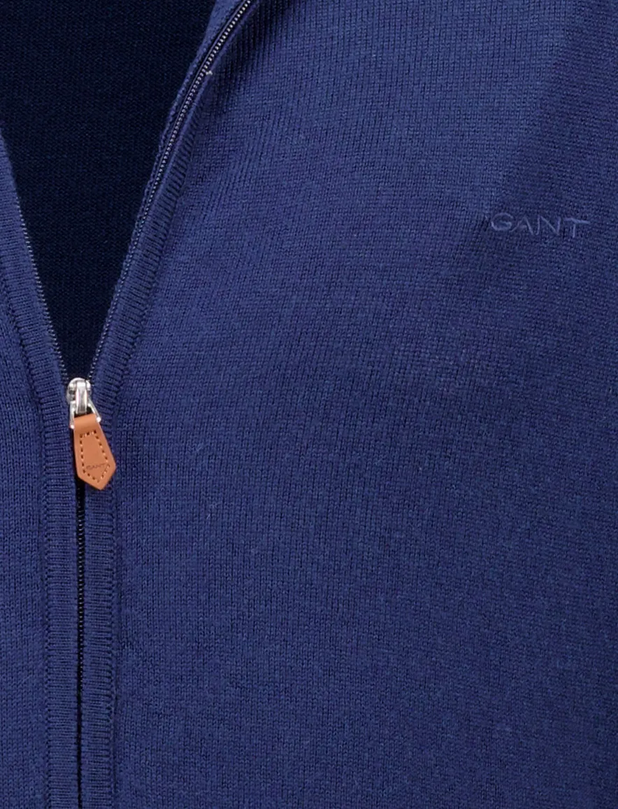 Gant vest blauw merinowol