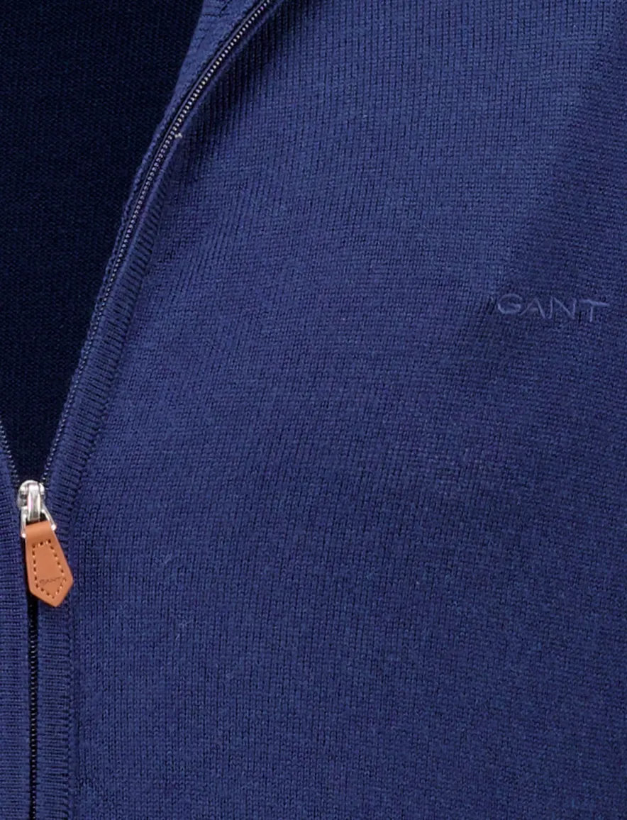 Gant vest blauw merinowol