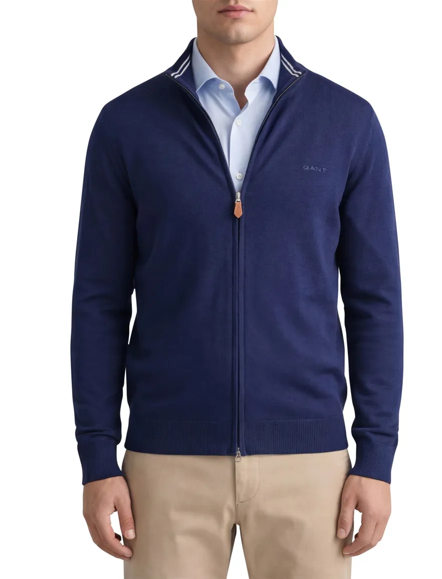 Gant vest blauw merinowol