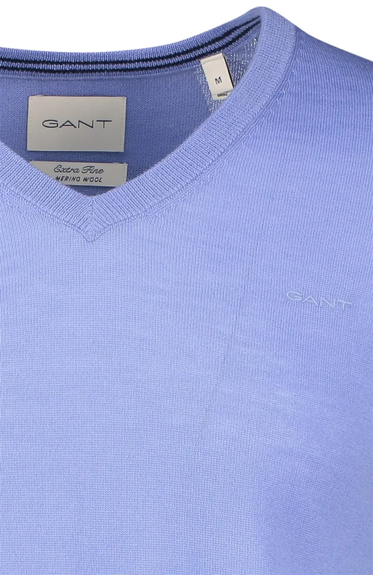 Gant trui blauw v-hals normale fit