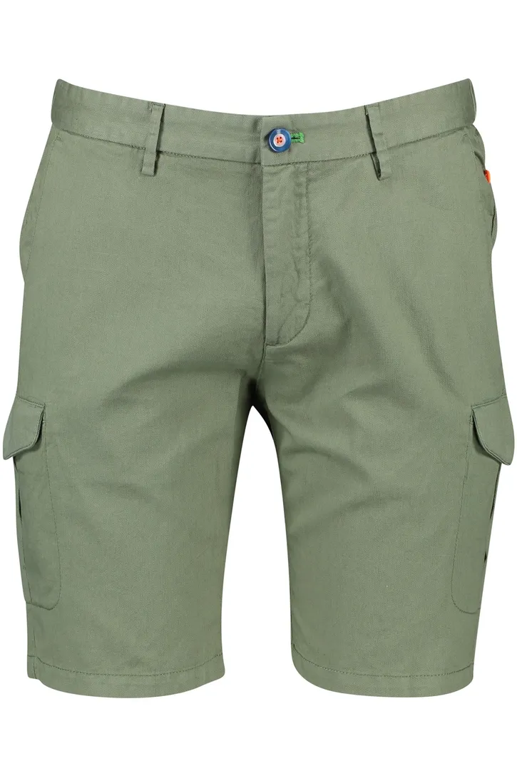 Katoenen New Zealand korte broek effen olijfgroen normale fit