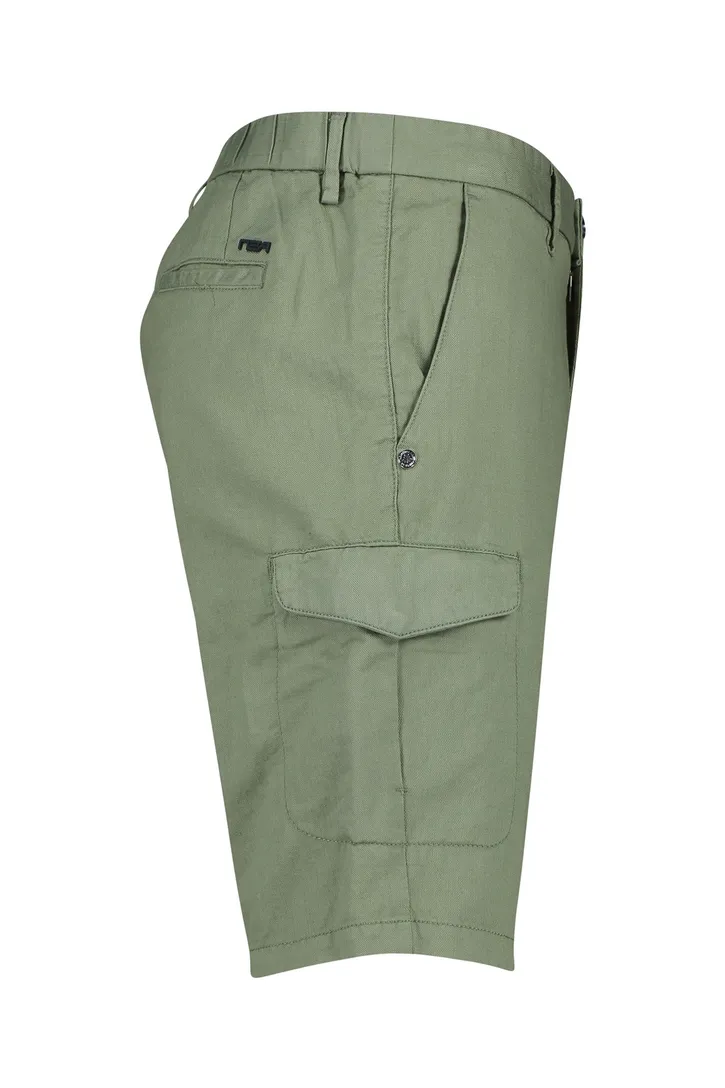Katoenen New Zealand korte broek effen olijfgroen normale fit
