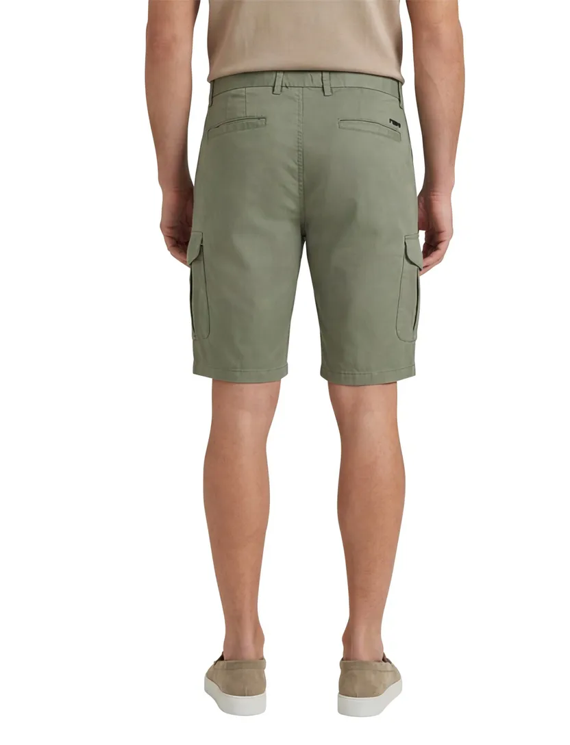Katoenen New Zealand korte broek effen olijfgroen normale fit
