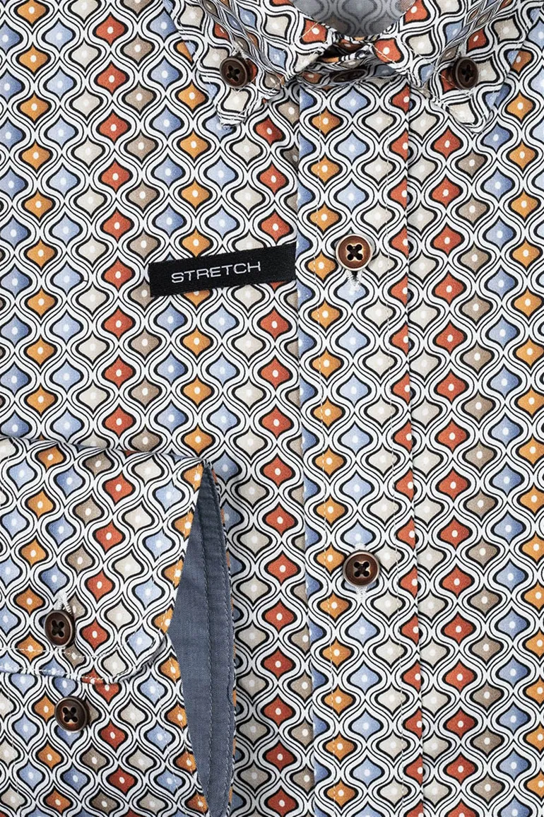 Giordano casual overhemd lichtblauw geprint