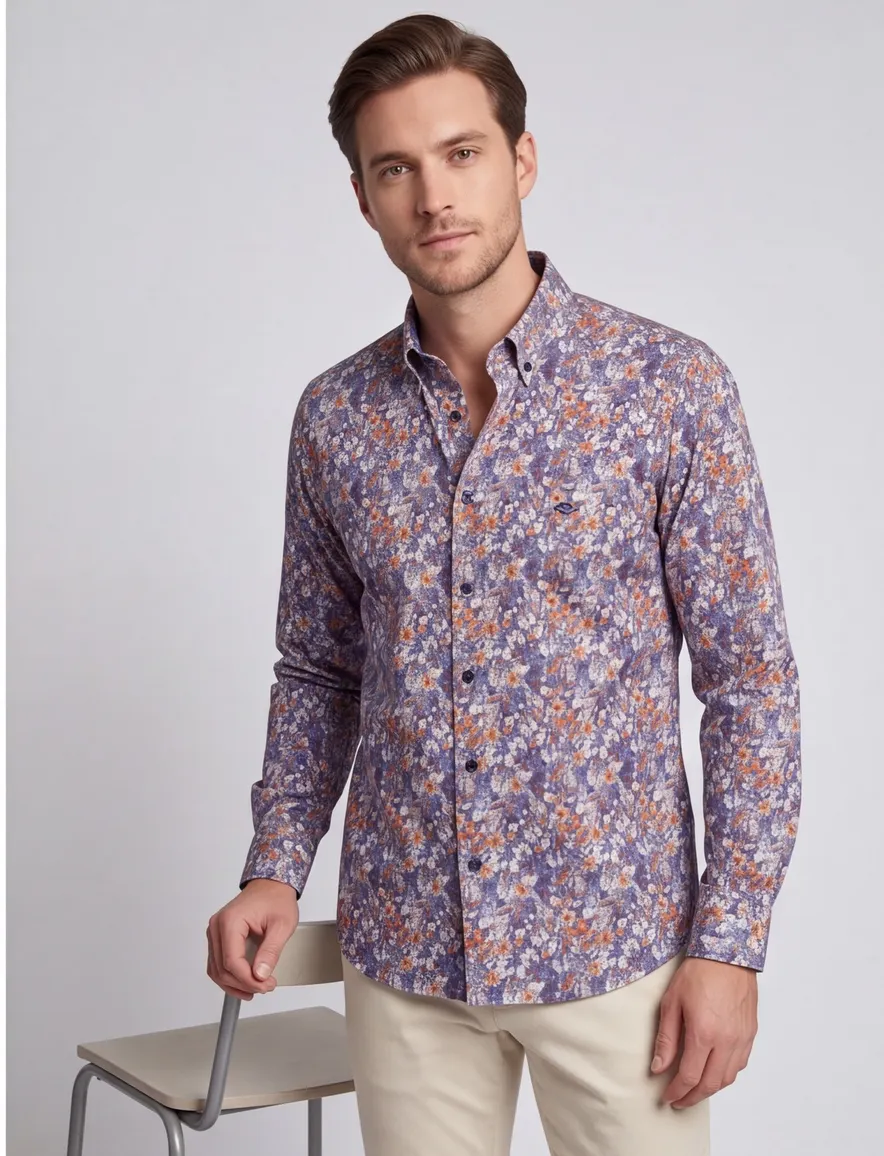 casual overhemd blauw Giordano Regular Fit