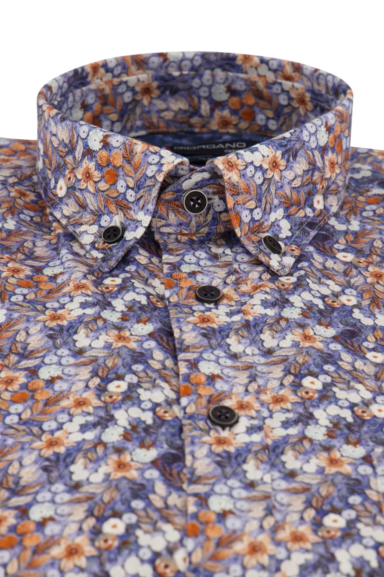 Giordano Regular Fit casual overhemd blauw bloemen
