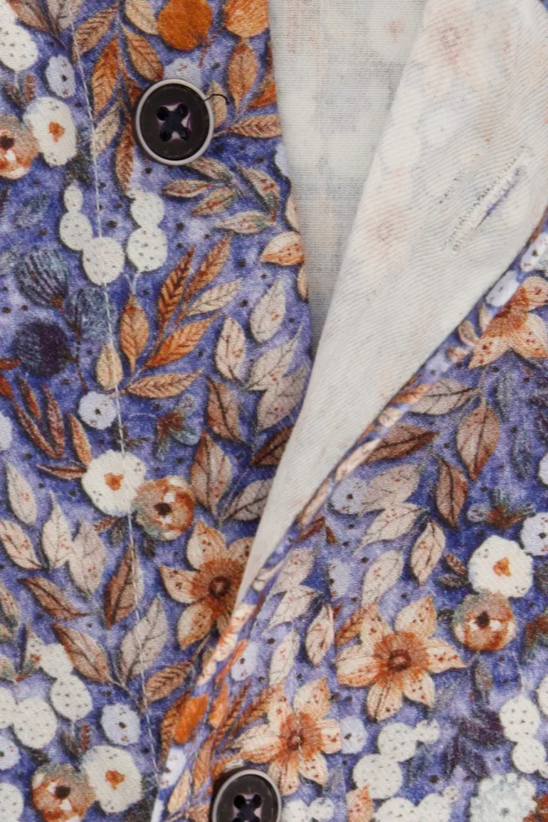 Giordano Regular Fit casual overhemd blauw bloemen
