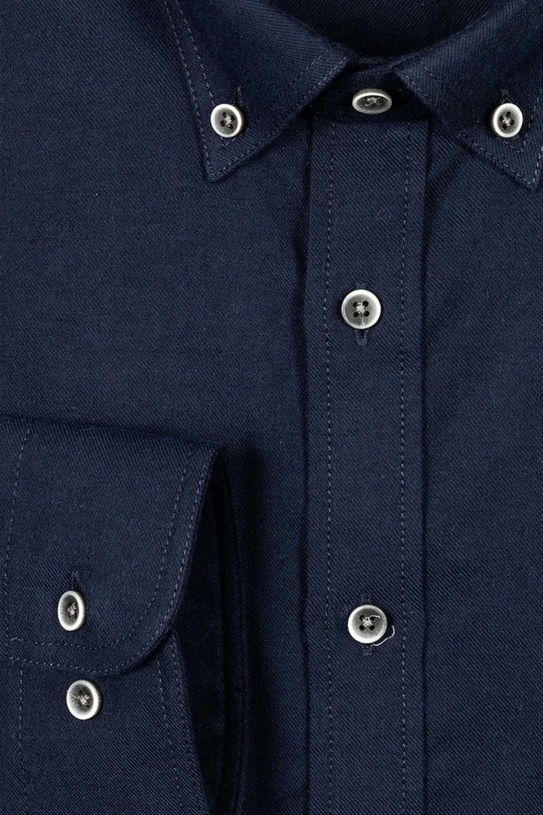 Giordano overhemd effen donkerblauw button-down