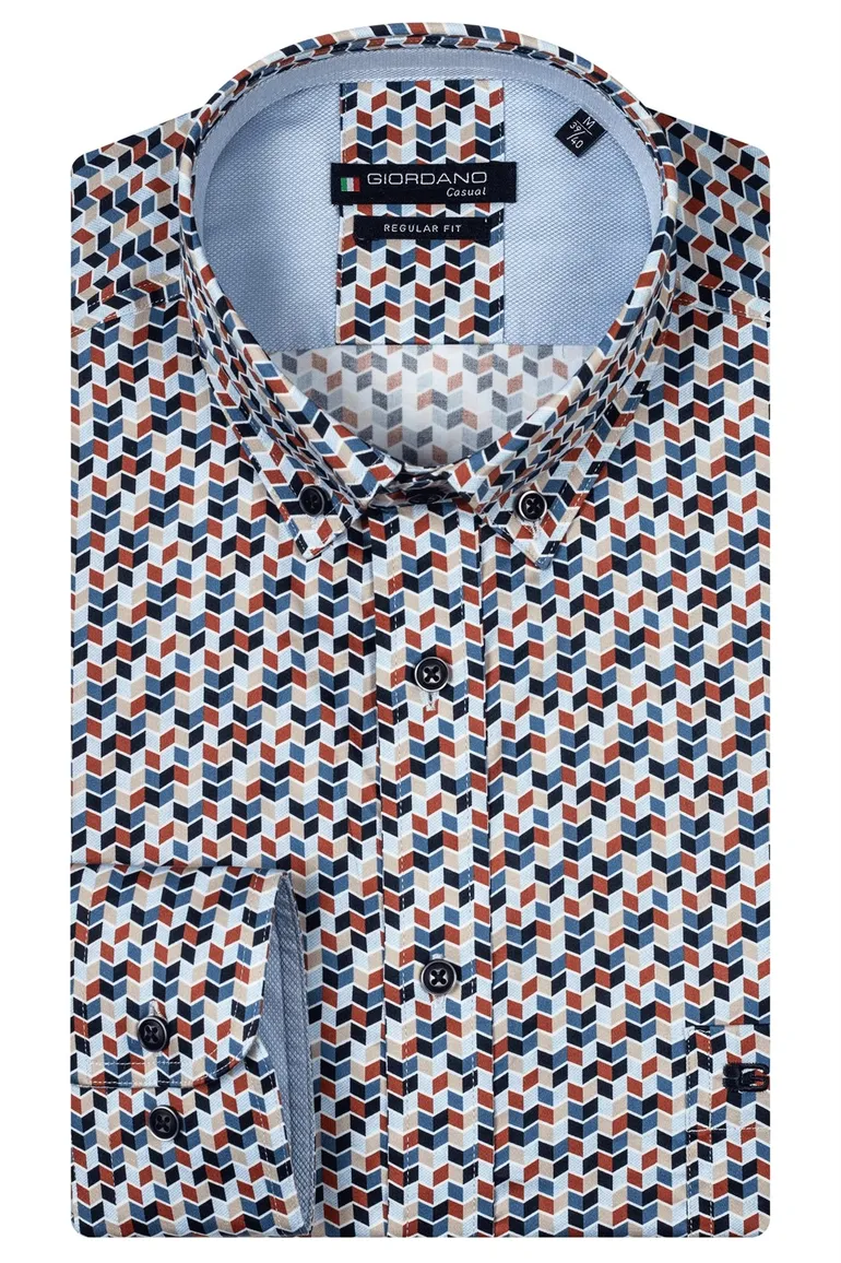 Giordano overhemd rood geprint button-down
