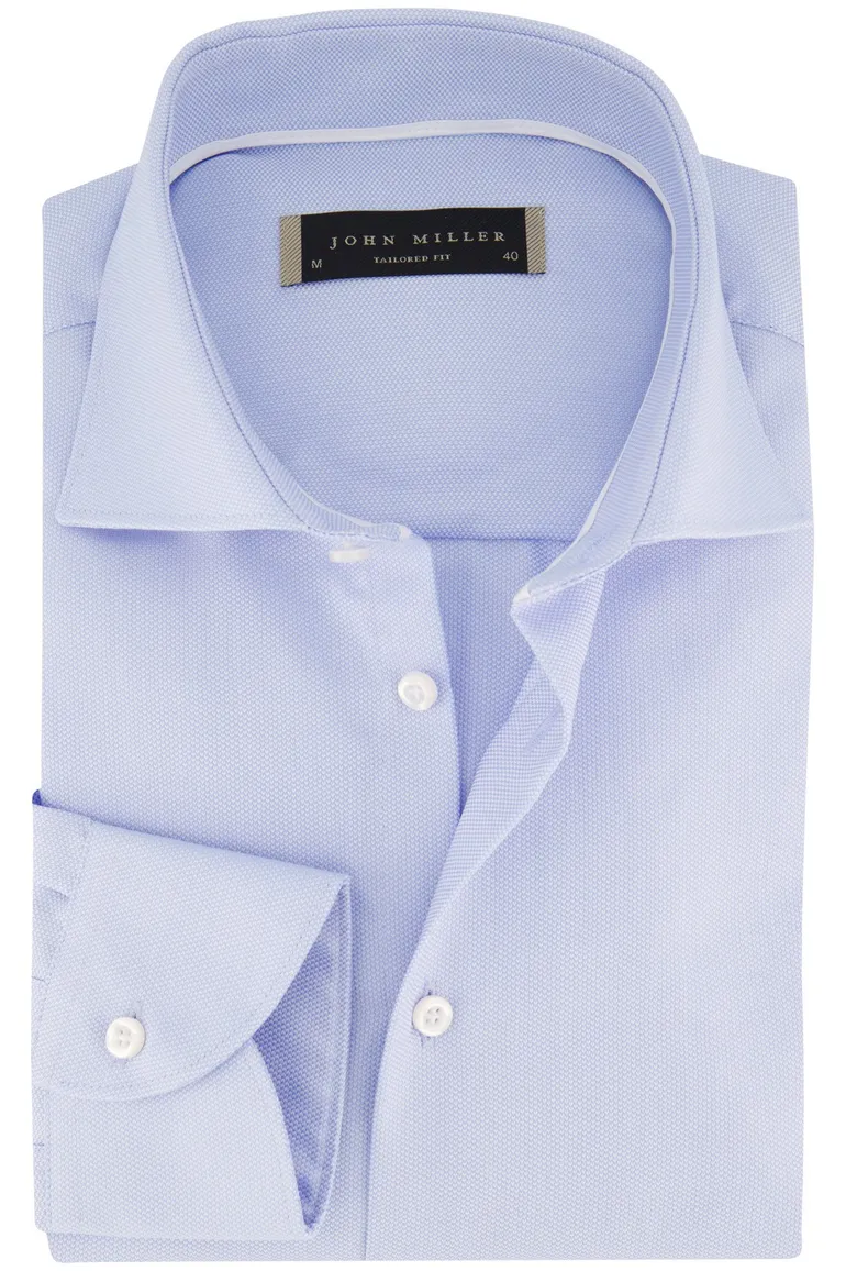 Katoenen John Miller lichtblauw overhemd tailored fit