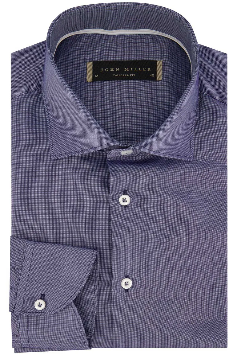 John Miller overhemd blauw patroon