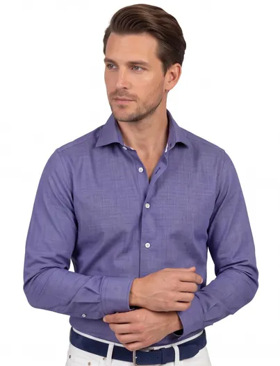 John Miller John Miller overhemd blauw patroon