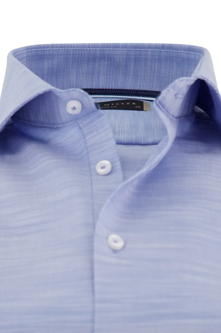 John Miller overhemd blauw gemeleerd tailored fit