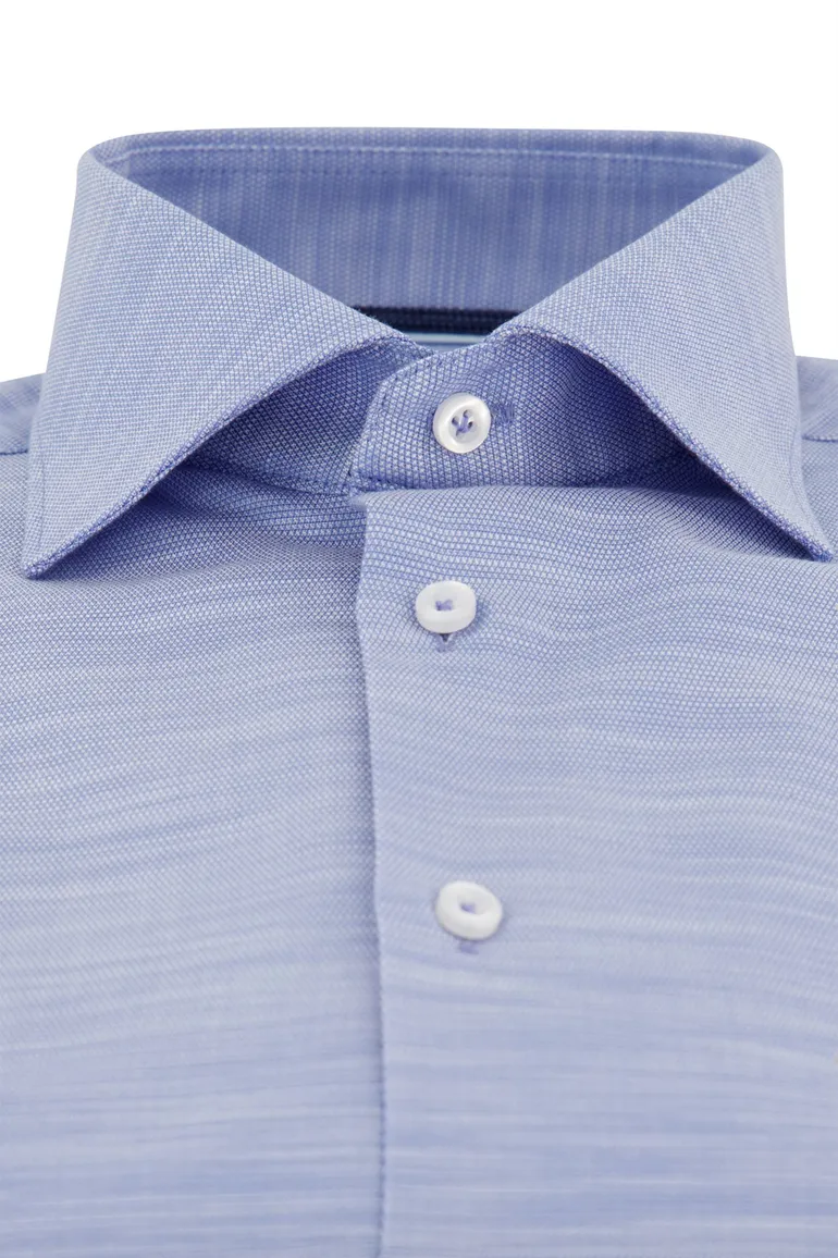 John Miller overhemd blauw gemeleerd tailored fit