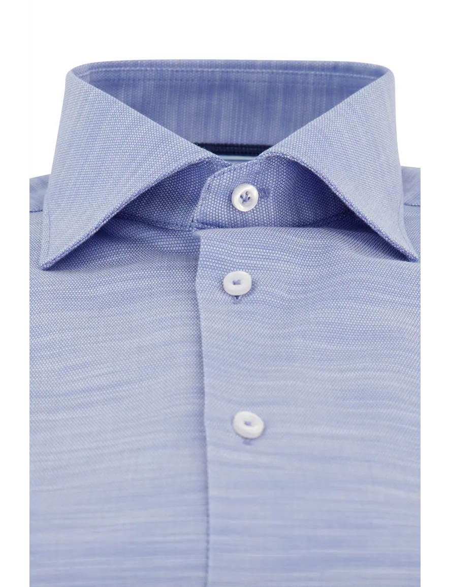 John Miller overhemd blauw gemeleerd tailored fit