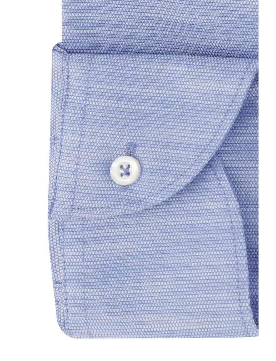 John Miller overhemd blauw gemeleerd tailored fit