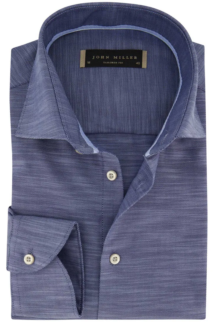 John Miller business overhemd normale fit blauw gemêleerd
