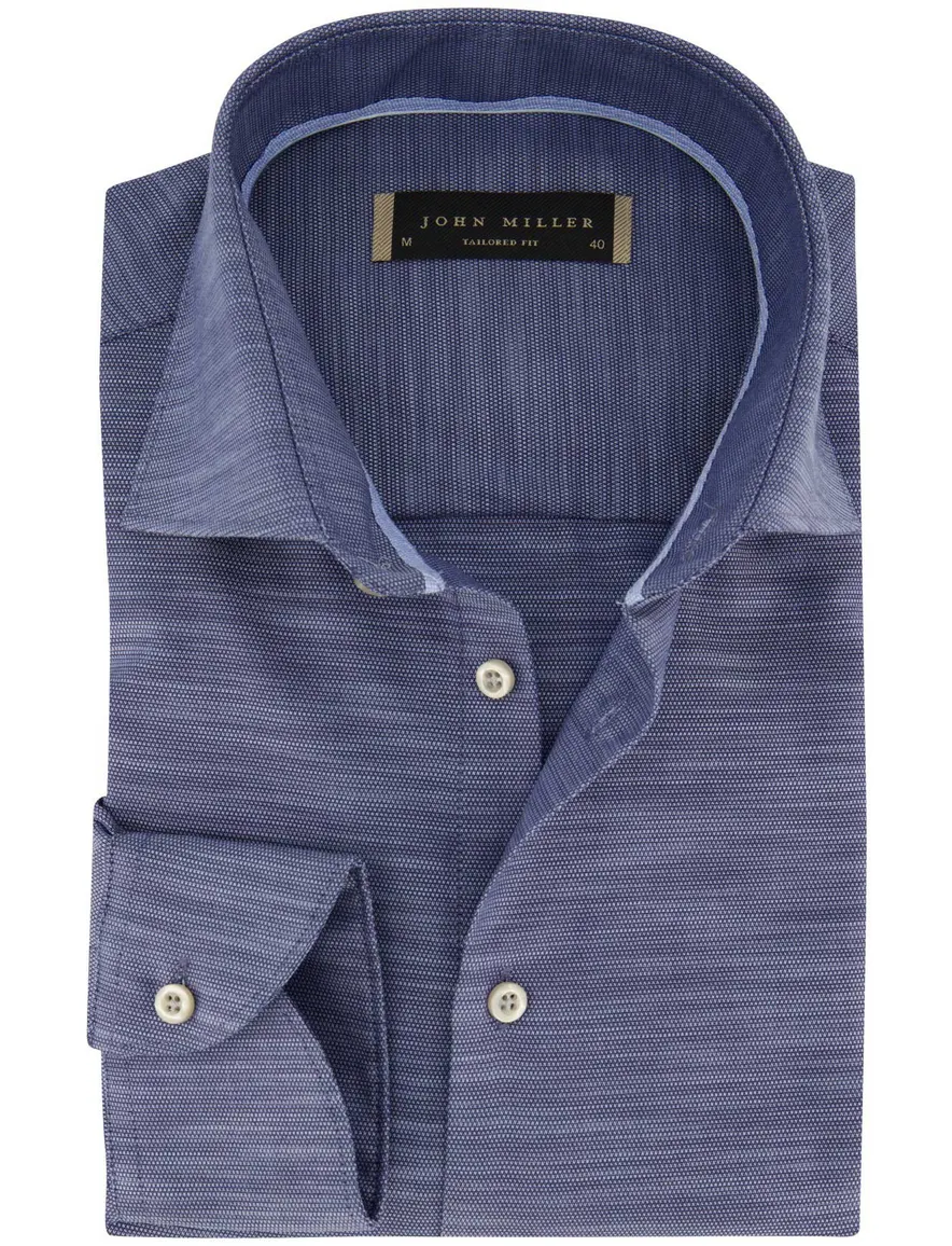 John Miller business overhemd normale fit blauw gemêleerd