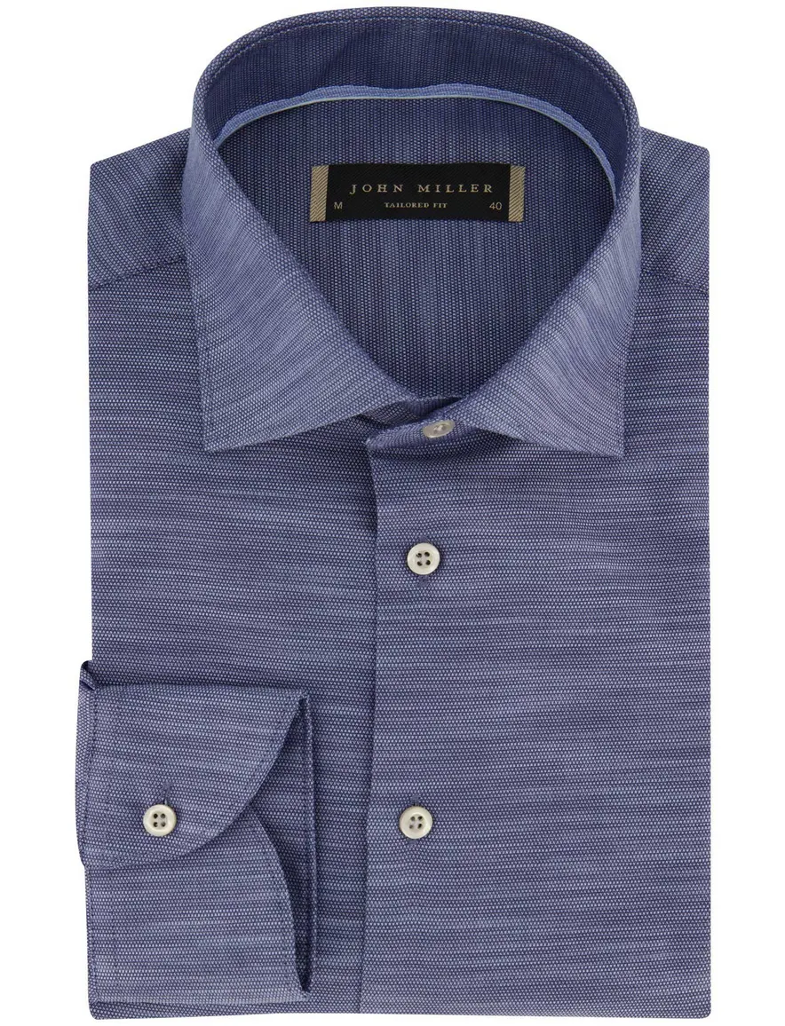 John Miller business overhemd normale fit blauw gemêleerd