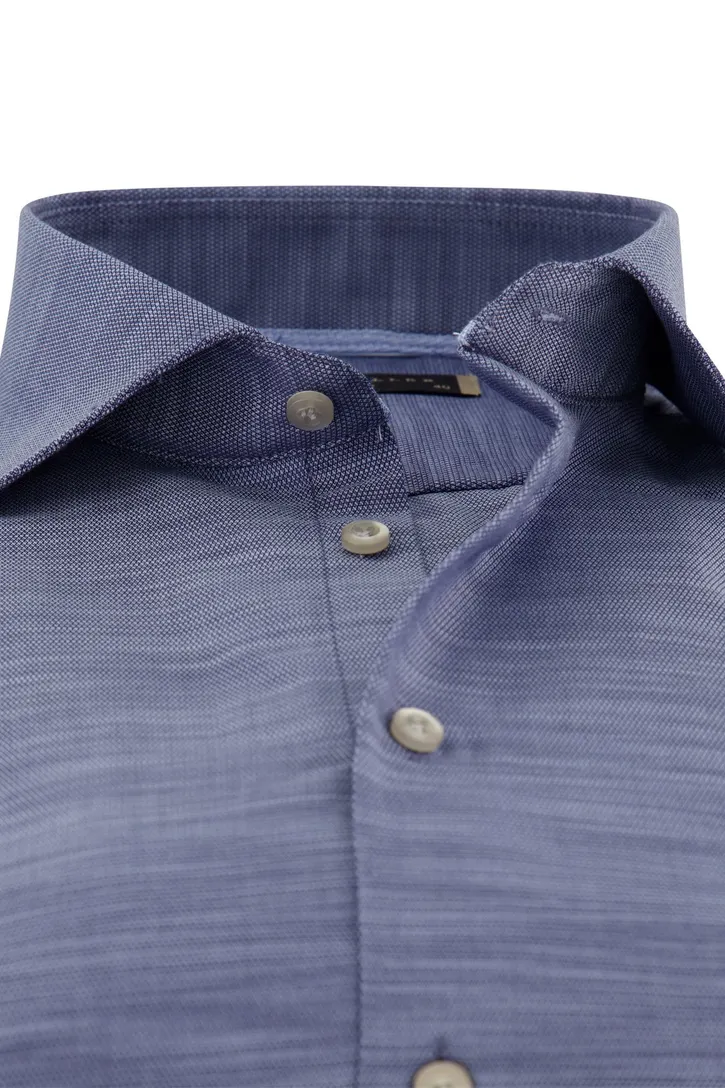 John Miller tailored fit overhemd katoen mouwlengte 7 navy gemêleerd