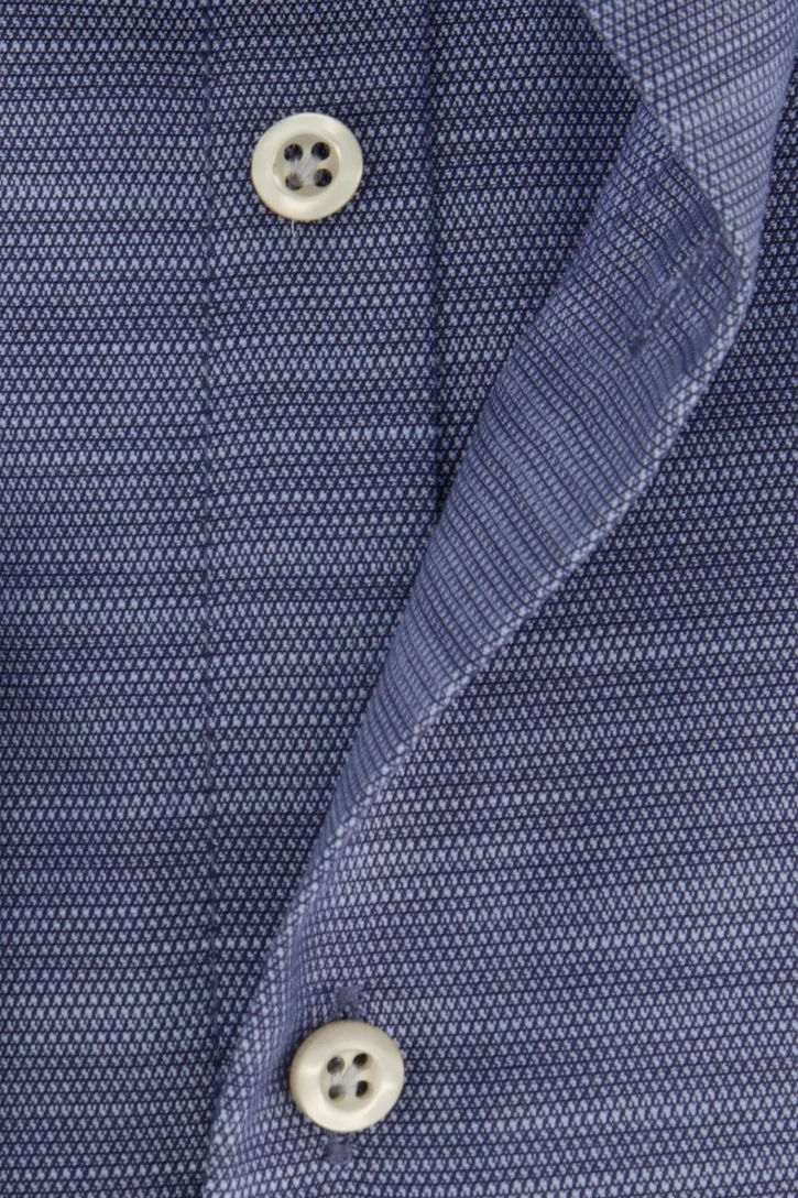 John Miller tailored fit overhemd katoen mouwlengte 7 navy gemêleerd