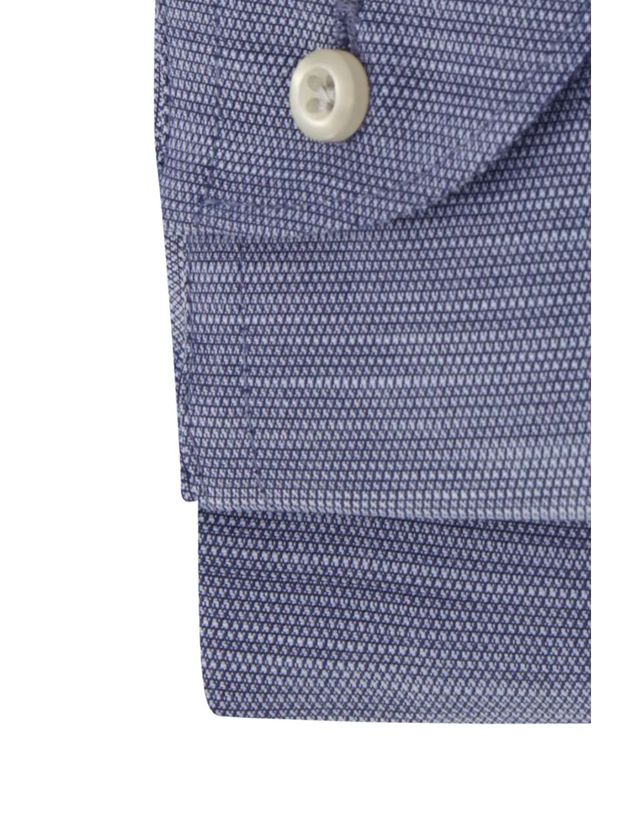 Overhemd John Miller mouwlengte 7 navy gemêleerd tailored fit katoen