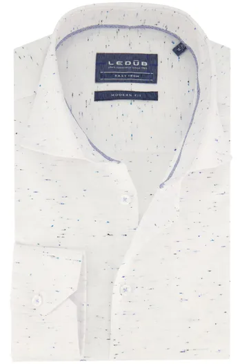 Ledub Overhemd Ledub business Modern Fit wit geprint easy iron