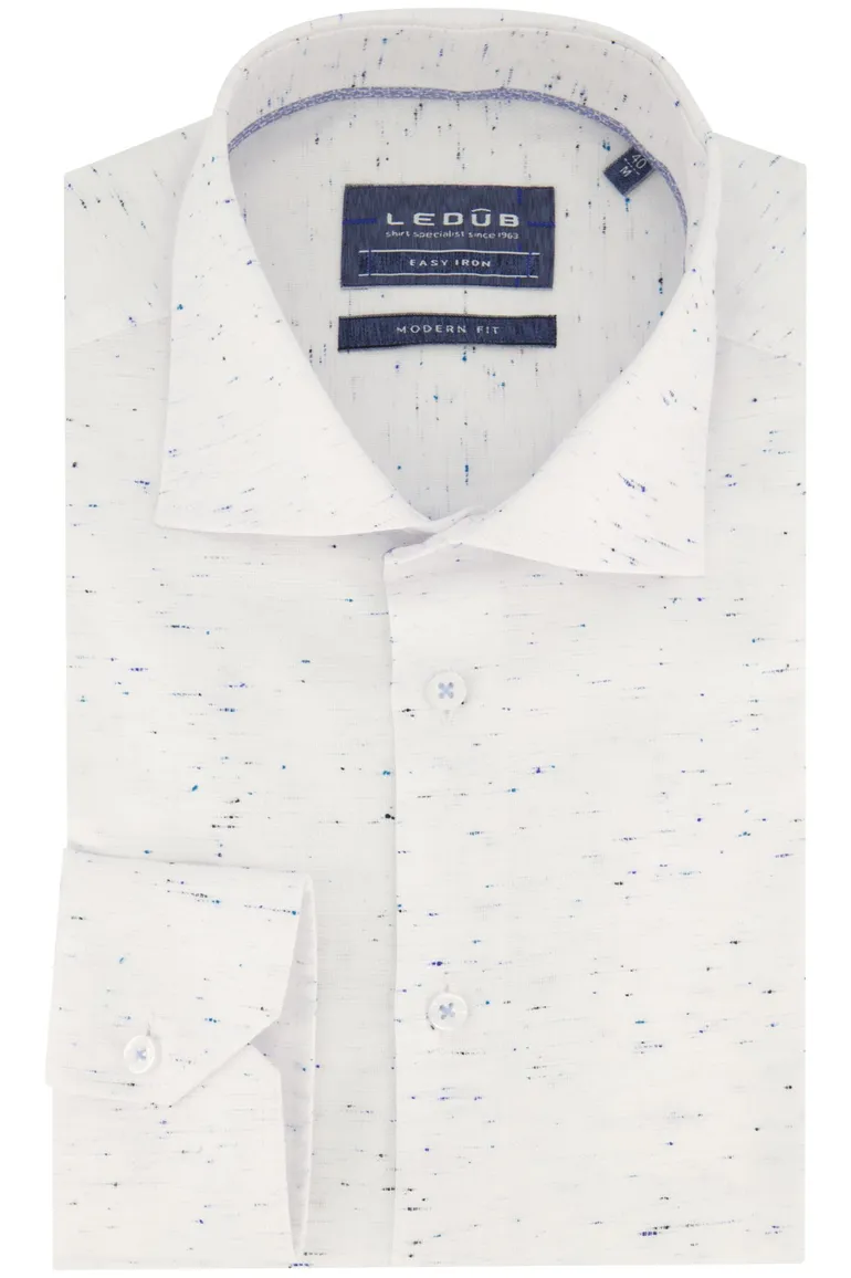 Overhemd Ledub business Modern Fit wit geprint easy iron
