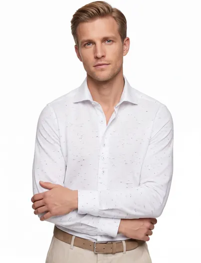 Ledub Ledub business overhemd Modern Fit wit geprint