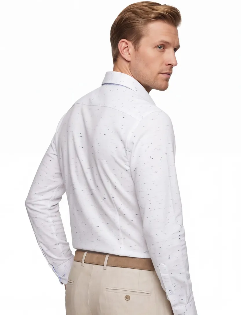 Ledub business overhemd Modern Fit wit geprint