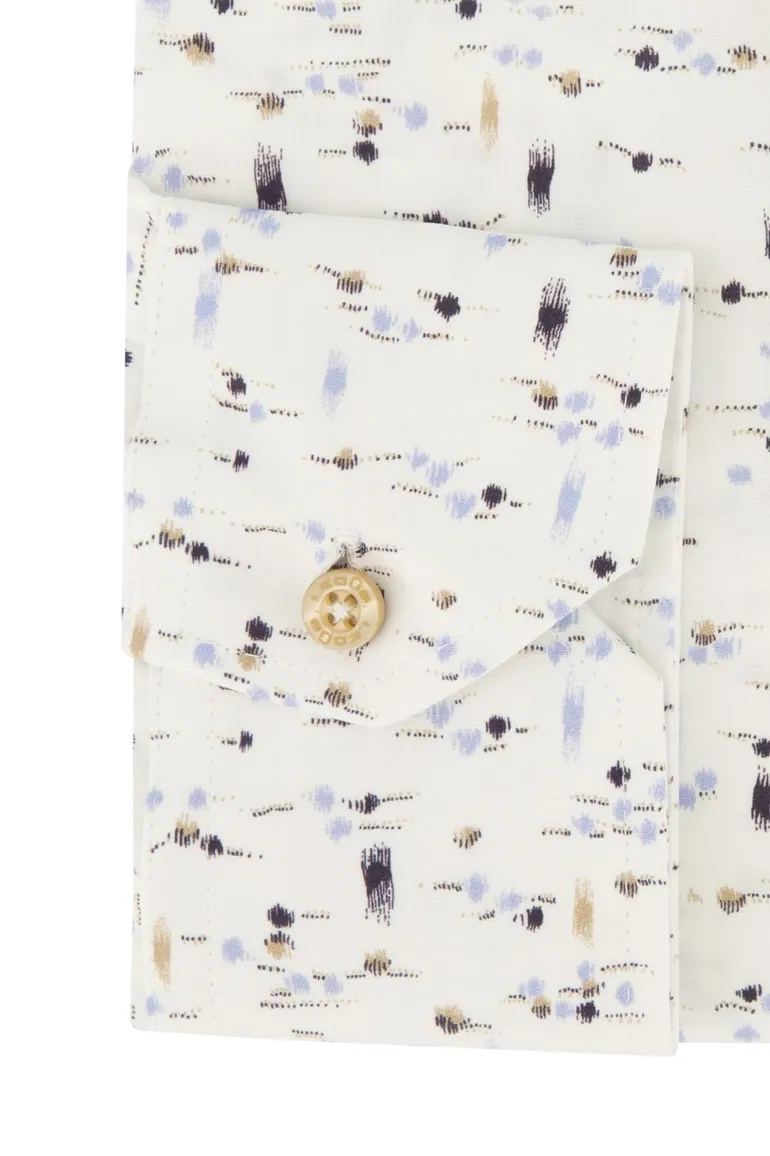 Ledub overhemd normale fit wit geprint button down