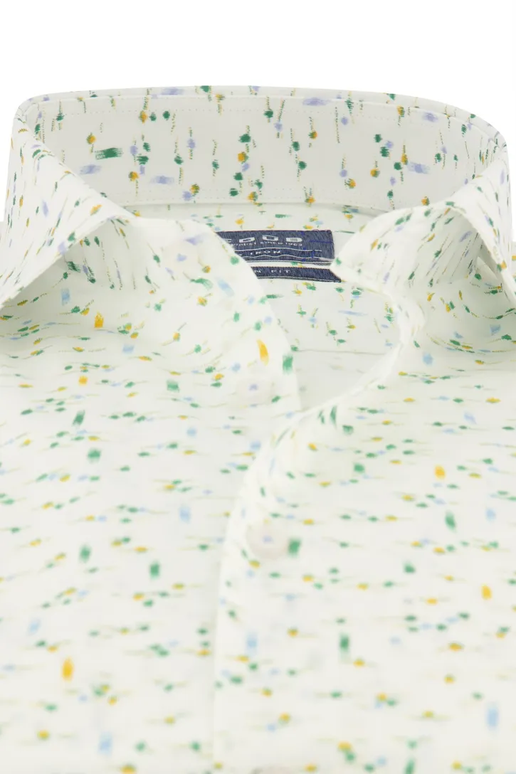 Ledub overhemd Modern Fit wit /groen print