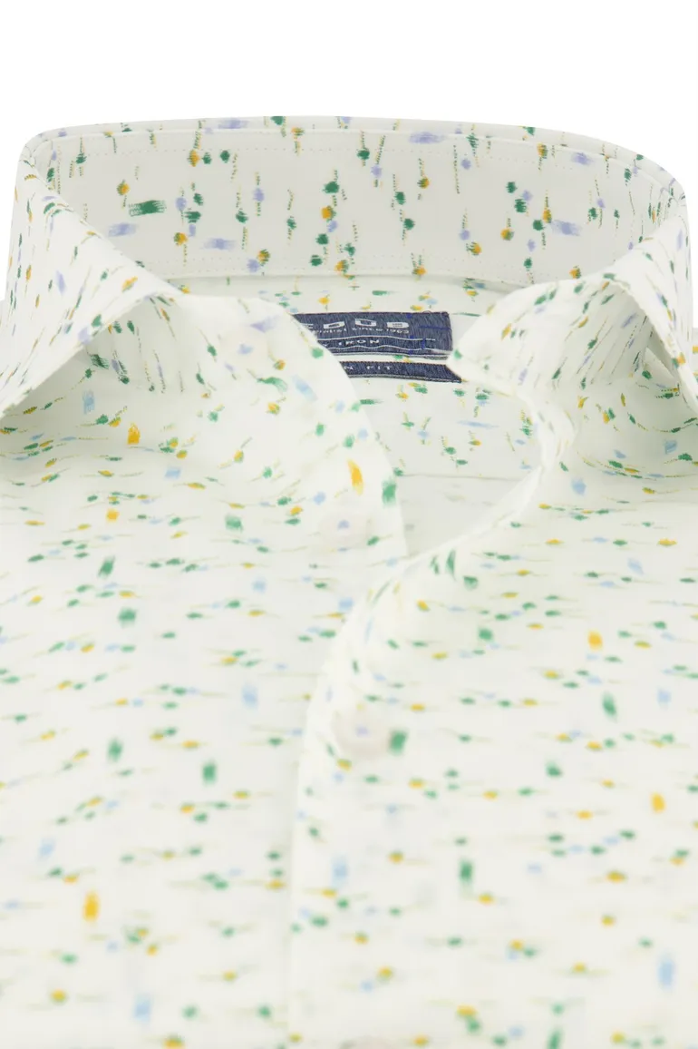 Overhemd Ledub Modern Fit wit /groen geprint