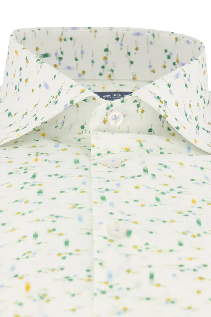 Ledub overhemd Modern Fit wit /groen print