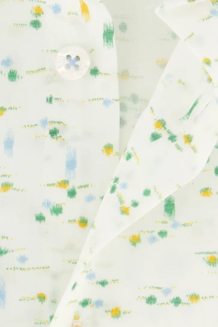 Ledub overhemd Modern Fit wit /groen print