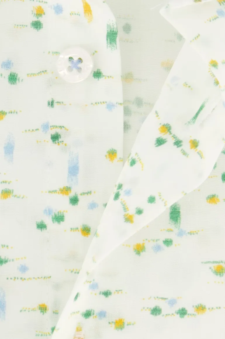 Overhemd Ledub Modern Fit wit /groen geprint