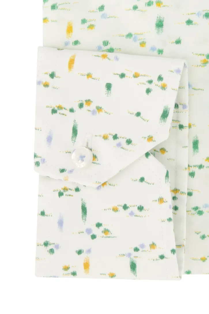Ledub overhemd Modern Fit wit /groen print