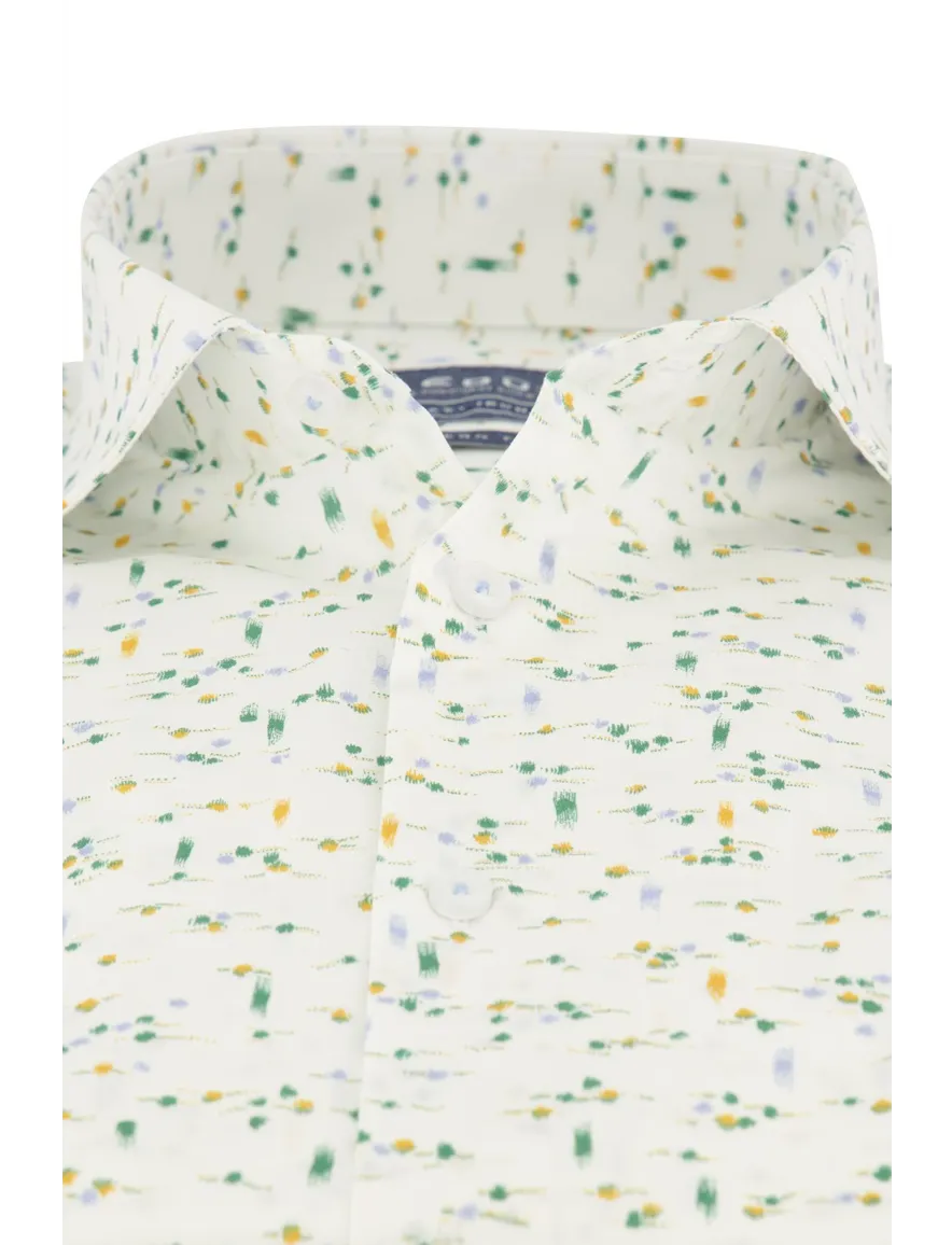 Ledub overhemd easy iron wit/groen