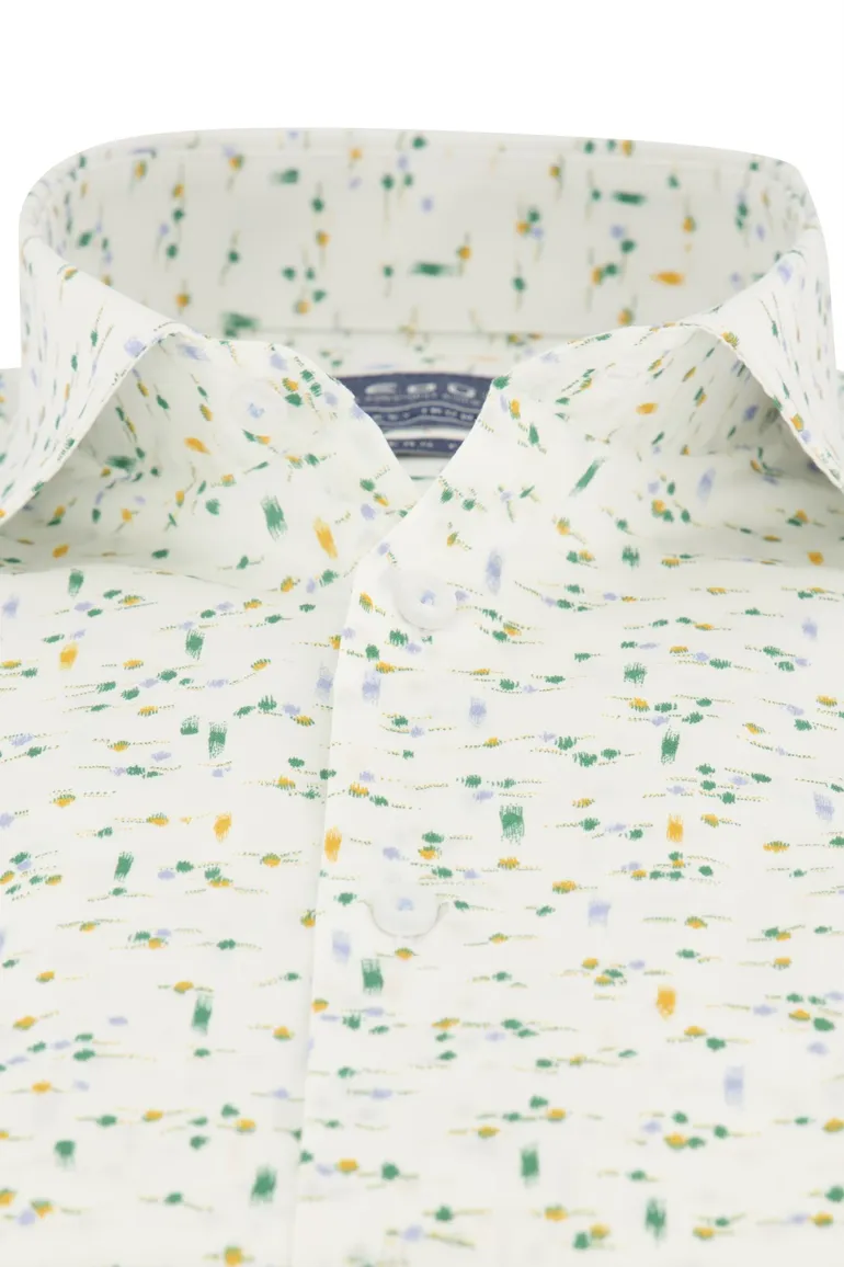 Ledub overhemd Modern Fit wit met print